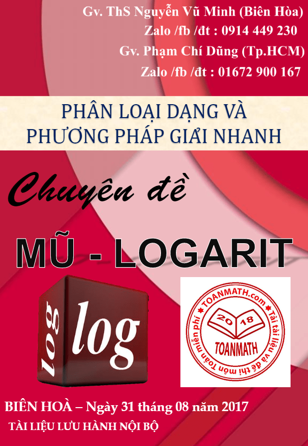 Phân loại dạng và phương pháp giải nhanh chuyên đề mũ và logarit – Nguyễn Vũ Minh