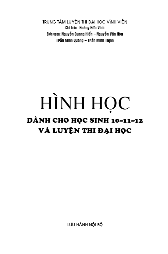 Hình học Oxy – Oxyz và hình học không gian – Trung tâm LTĐH Vĩnh Viễn