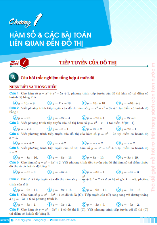 Bài tập trắc nghiệm Giải tích 12 từ cơ bản đến nâng cao – Nguyễn Hoàng Việt