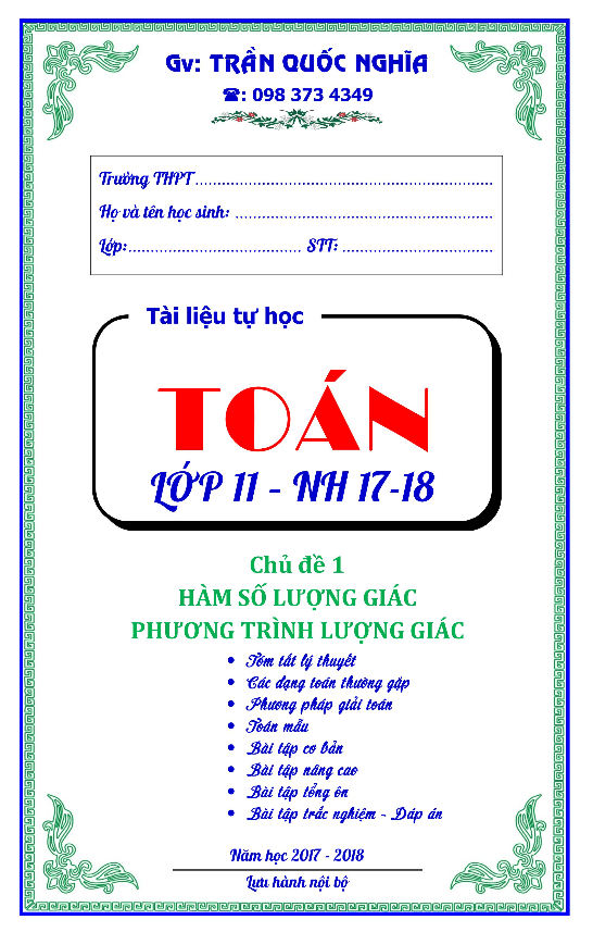 Hàm số lượng giác và phương trình lượng giác – Trần Quốc Nghĩa