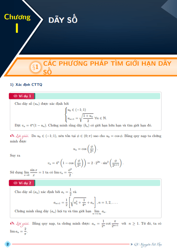 Chuyên đề các phương pháp tìm giới hạn dãy số bồi dưỡng HSG Toán THPT