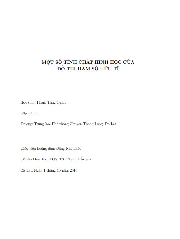 Một số tính chất hình học của đồ thị hàm số hữu tỉ – Phạm Tùng Quân
