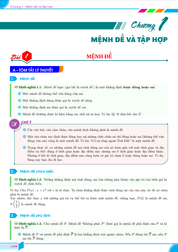 Các dạng toán mệnh đề và tập hợp Toán 10 thường gặp
