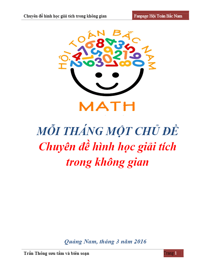 Chuyên đề hình học giải tích trong không gian – Trần Thông