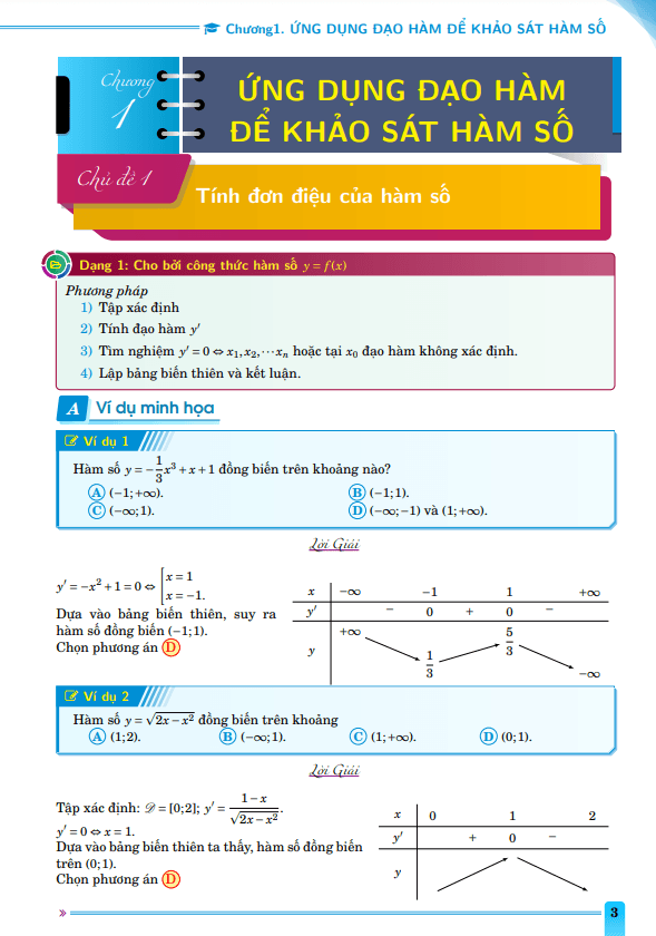 Các dạng bài tập trắc nghiệm Toán 12 học kì 1
