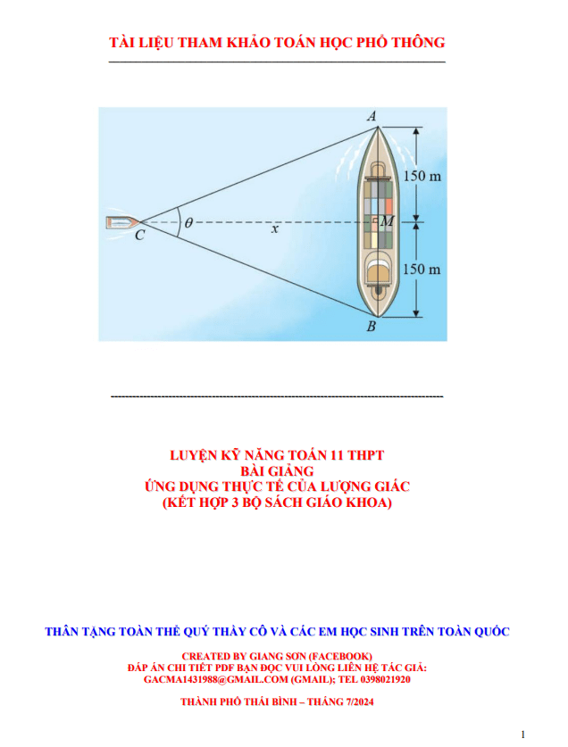 Luyện kỹ năng Toán 11 ứng dụng thực tế của lượng giác