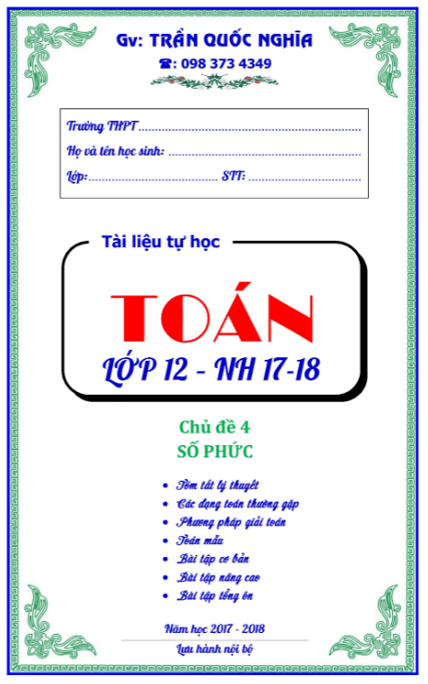 Tài liệu tự học chủ đề số phức – Trần Quốc Nghĩa