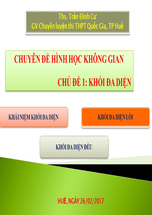Lý thuyết khối đa diện – Trần Đình Cư