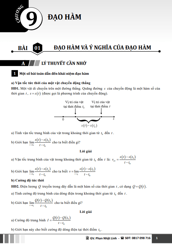 Chuyên đề đạo hàm môn Toán 11 chương trình mới – Phan Nhật Linh