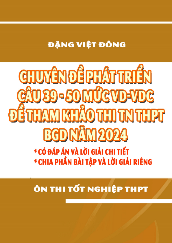 Chuyên đề phát triển VD – VDC trong đề tham khảo TN THPT 2024 môn Toán