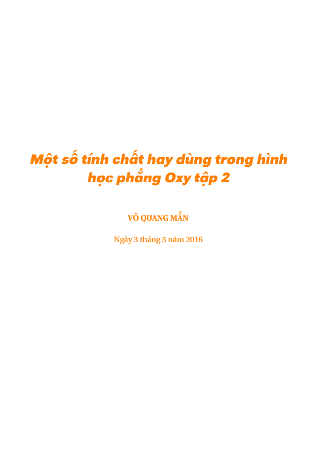 Một số tính chất hay dùng trong hình học phẳng Oxy tập 2 – Võ Quang Mẫn