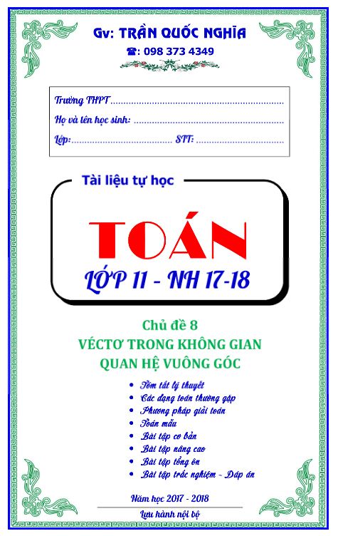 Vectơ trong không gian, quan hệ vuông góc – Trần Quốc Nghĩa