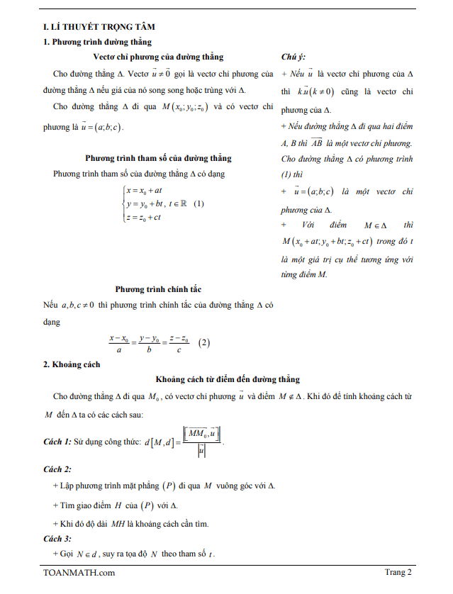 Bài giảng phương trình đường thẳng