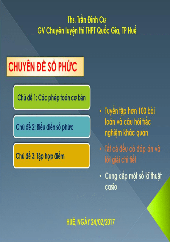Chuyên đề Số phức – Trần Đình Cư