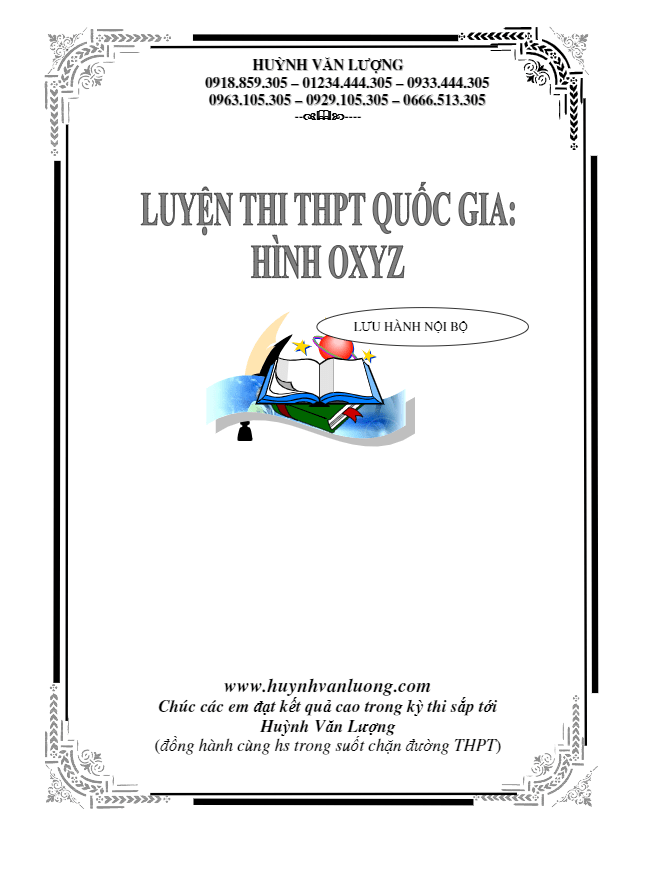 Bài tập trắc nghiệm hình học Oxyz – Huỳnh Văn Lượng