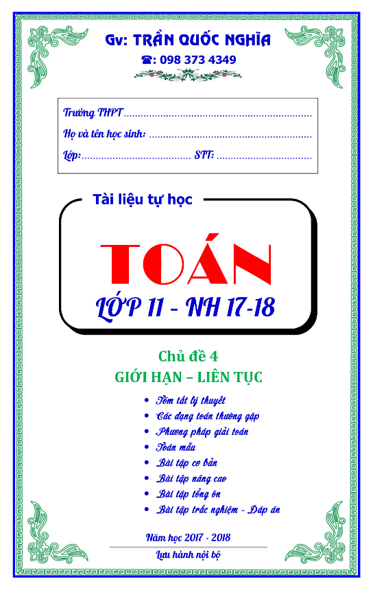 Chuyên đề giới hạn – liên tục – Trần Quốc Nghĩa