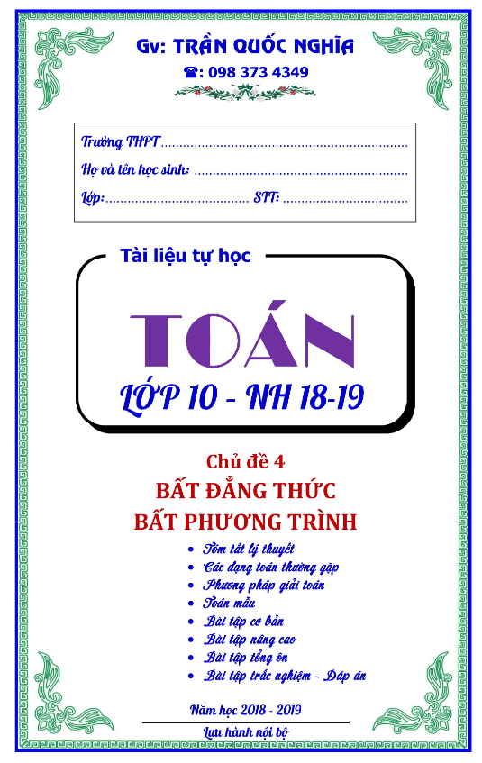 Tài liệu tự học bất đẳng thức và bất phương trình – Trần Quốc Nghĩa