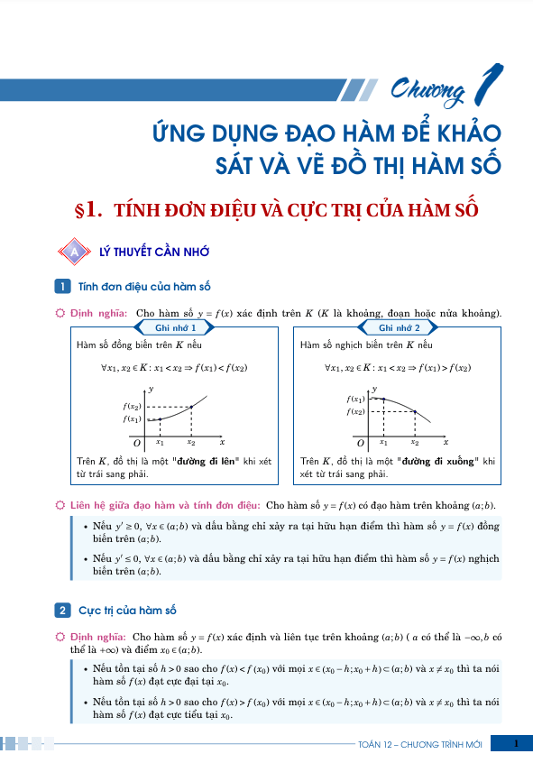 Bài tập ứng dụng đạo hàm để khảo sát và vẽ đồ thị hàm số Toán 12 chương trình mới