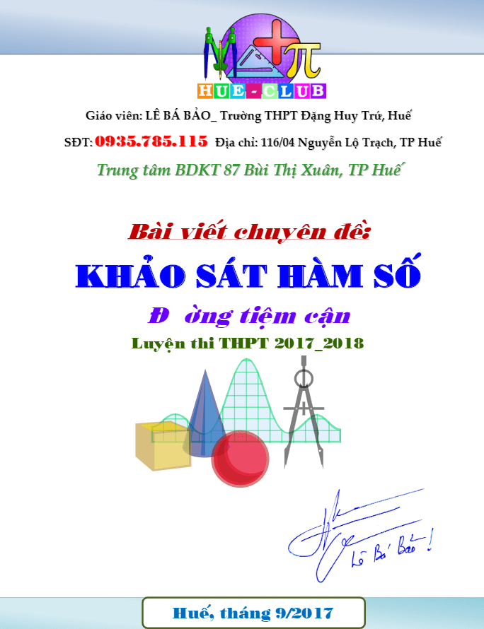 Các dạng toán đường tiệm cận của đồ thị hàm số – Lê Bá Bảo