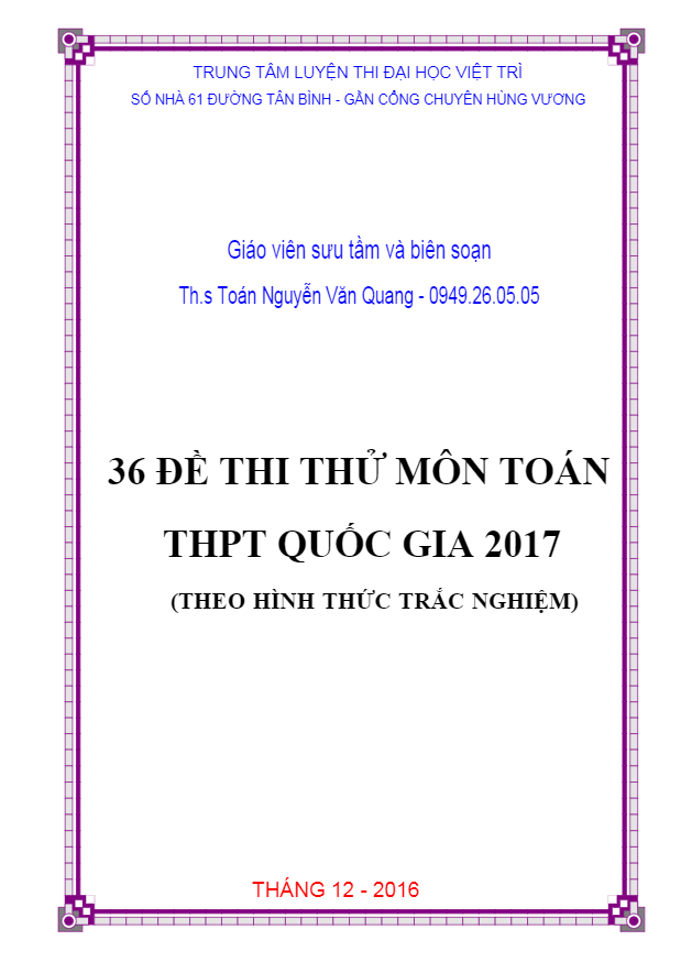 Tổng hợp 36 đề thi thử THPT Quốc gia 2017 môn Toán