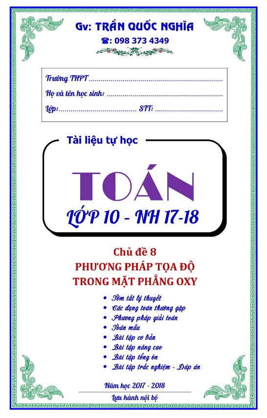 Các dạng toán phương pháp tọa độ trong mặt phẳng – Trần Quốc Nghĩa