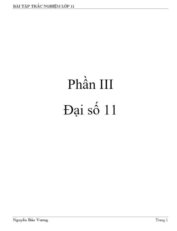 Bài tập trắc nghiệm Toán 11 có đáp án – Nguyễn Bảo Vương