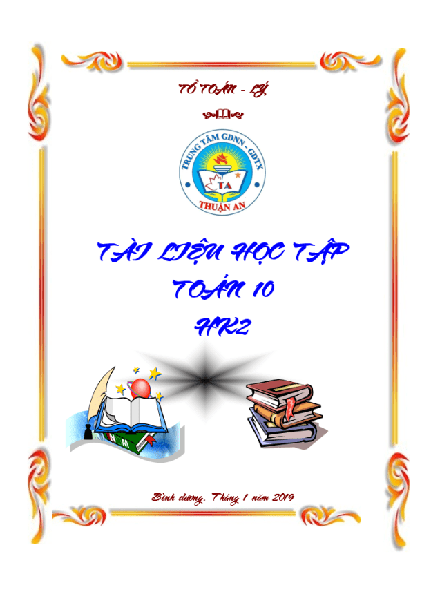 Tài liệu học tập Toán 10 học kỳ 2