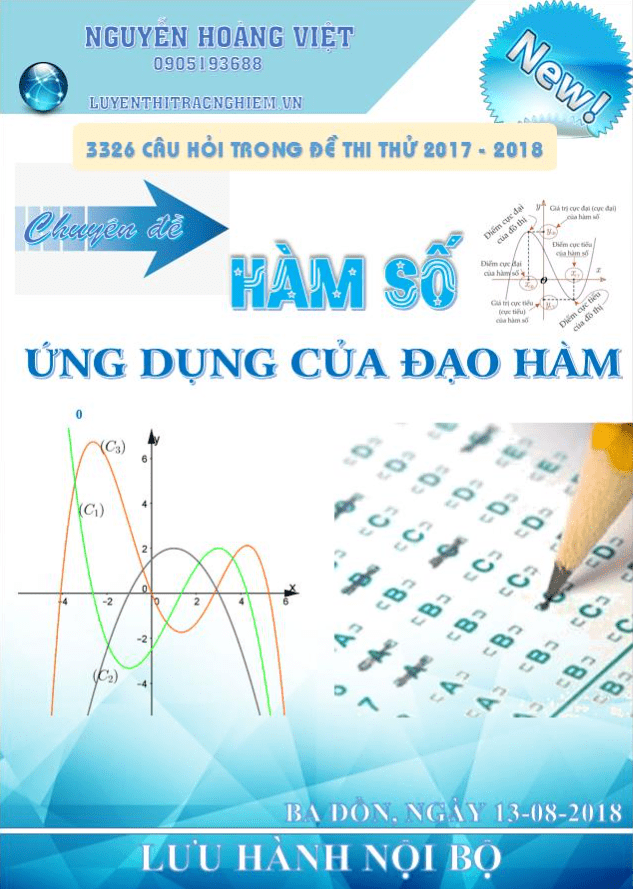 3326 câu trắc nghiệm chuyên đề hàm số trong các đề thi thử Toán năm học 2017 – 2018