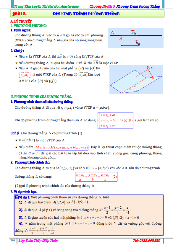 Bài toán phương trình đường thẳng – Diệp Tuân