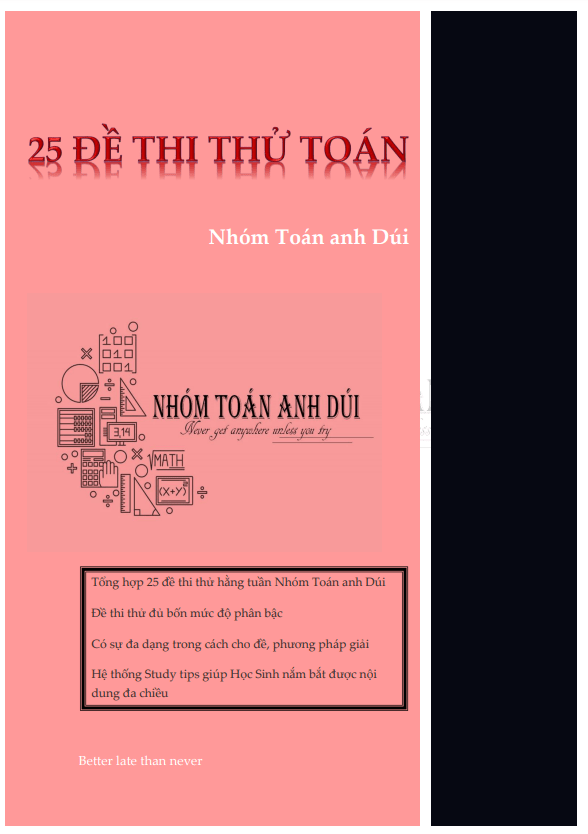25 đề rèn luyện hướng đến kỳ thi tốt nghiệp THPT môn Toán năm học 2021 – 2022