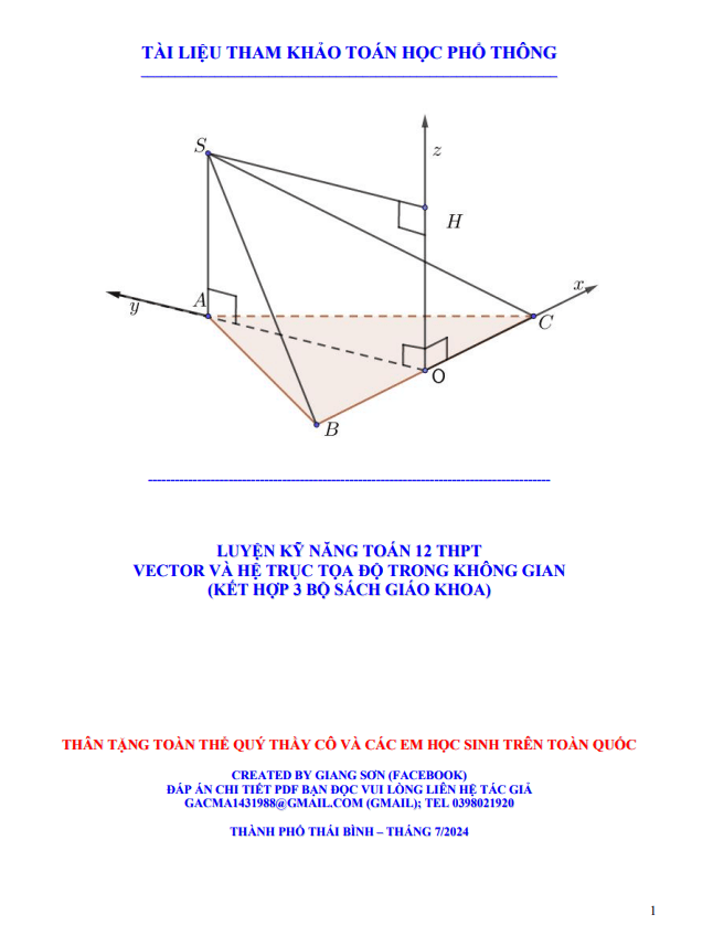 Luyện kỹ năng Toán 12 vector và hệ trục tọa độ trong không gian