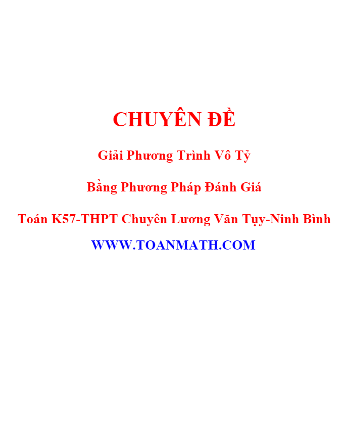 Giải phương trình vô tỉ bằng phương pháp đánh giá – Đinh Xuân Hùng