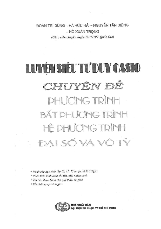 Luyện siêu tư duy Casio chuyên đề phương trình – Bất PT – Hệ PT – Đoàn Trí Dũng