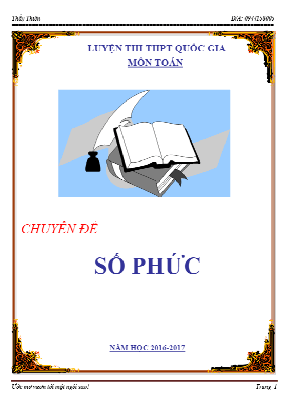 160 bài tập trắc nghiệm số phức – Trần Đình Thiên