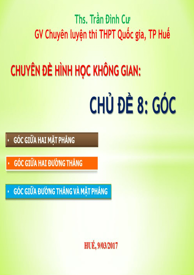 Các dạng toán về góc trong hình học không gian – Trần Đình Cư