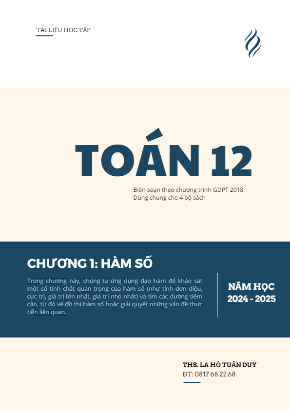 Tài liệu học tập ứng dụng đạo hàm để khảo sát và vẽ đồ thị hàm số Toán 12