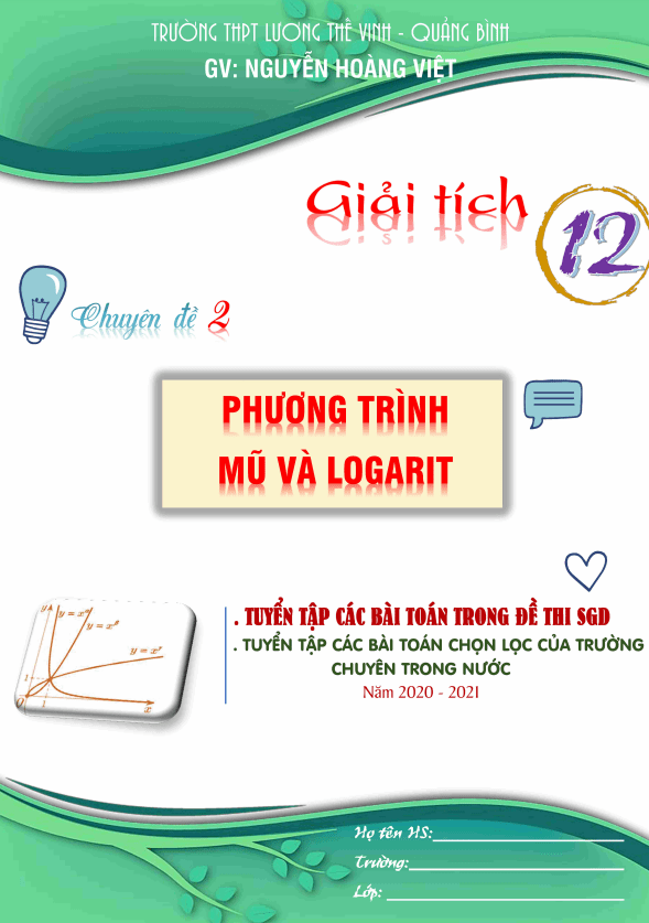 Chuyên đề hàm số lũy thừa, hàm số mũ và hàm số lôgarit – Nguyễn Hoàng Việt