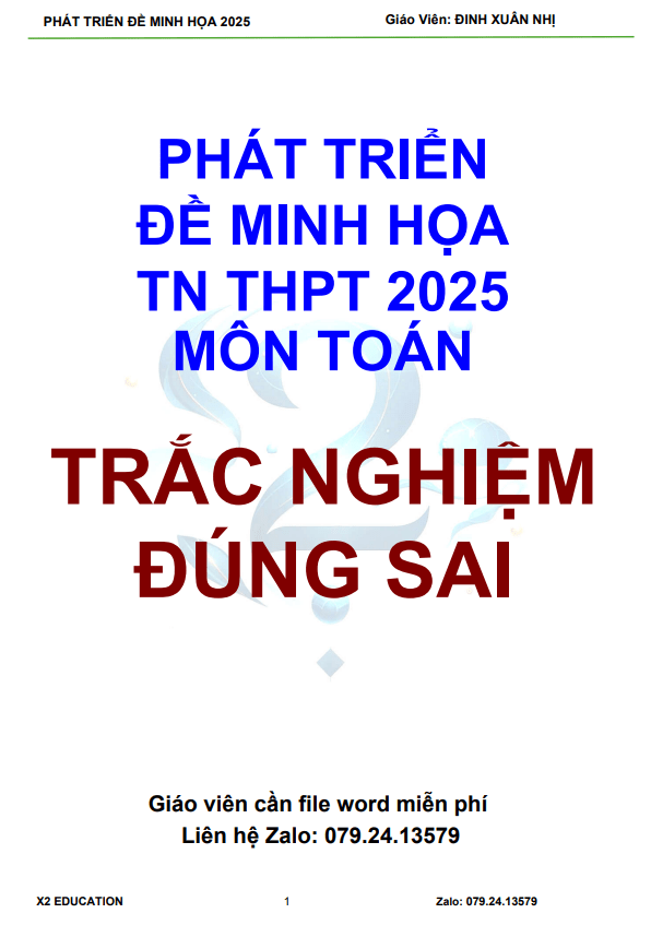 Phát triển trắc nghiệm đúng sai trong đề minh họa TN THPT 2025 môn Toán