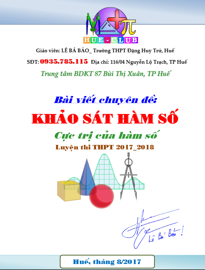 Bài tập trắc nghiệm cực trị của hàm số có lời giải chi tiết – Lê Bá Bảo
