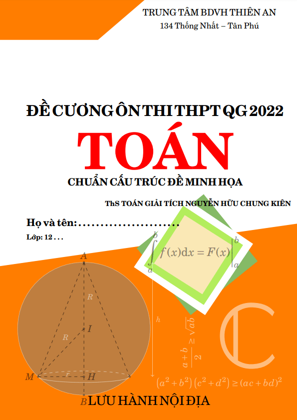 Đề cương ôn thi THPT QG 2022 môn Toán chuẩn cấu trúc đề minh họa
