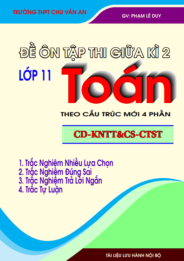 Bộ đề ôn tập kiểm tra giữa học kì 2 môn Toán 11 theo cấu trúc mới (4 phần)