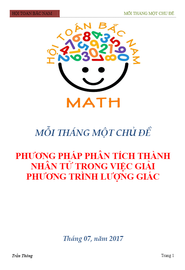 Phương pháp phân tích thành nhân tử trong việc giải phương trình lượng giác – Trần Thông