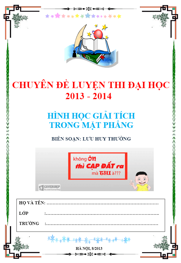 Chuyên đề Hình học giải tích phẳng – Lưu Huy Thưởng