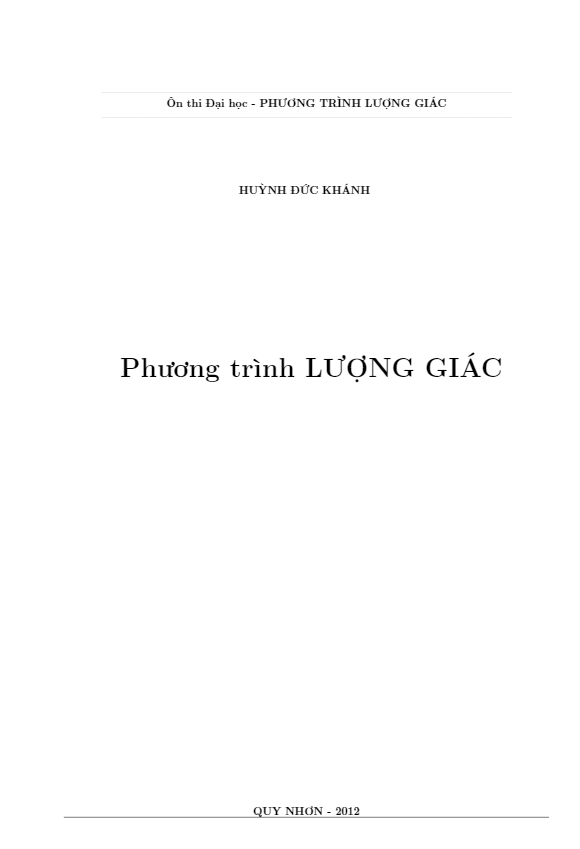 Phương trình lượng giác trong đề thi Đại học – Huỳnh Đức Khánh