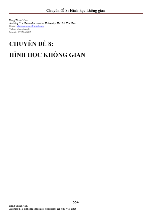 Hình học không gian – Đặng Thành Nam