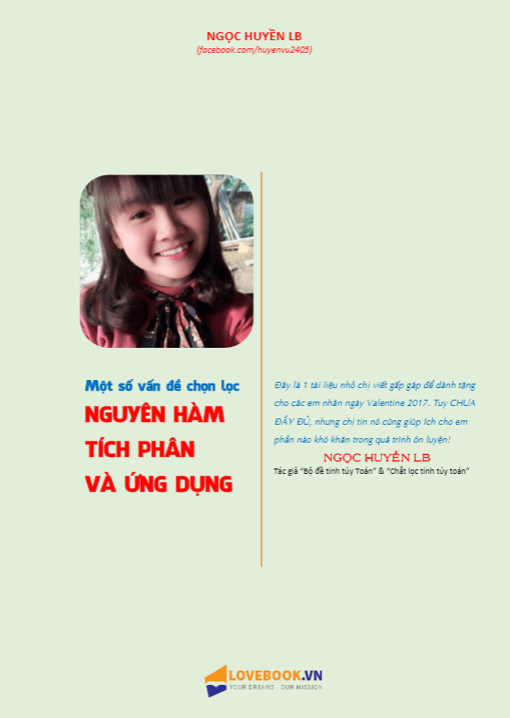 Một số vấn đề chọn lọc nguyên hàm, tích phân và ứng dụng – Vũ Ngọc Huyền