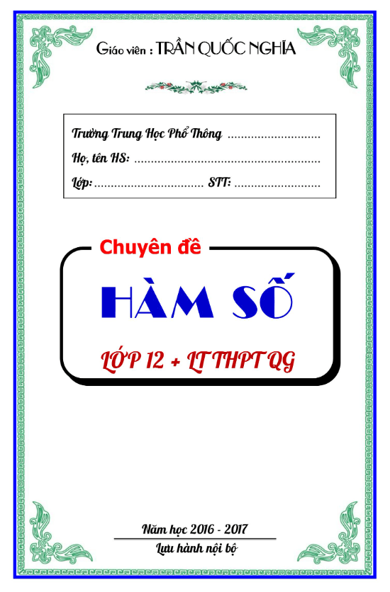 359 bài toán khảo sát hàm số và các vấn đề liên quan – Trần Quốc Nghĩa