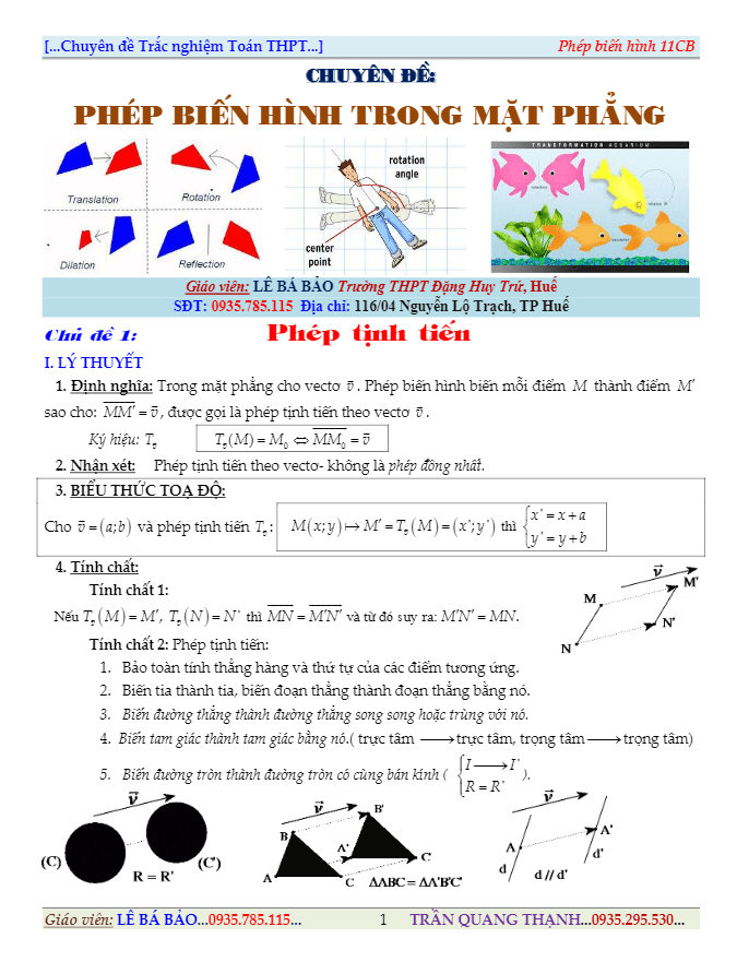 Phép tịnh tiến – Lê Bá Bảo, Trần Quang Thạnh