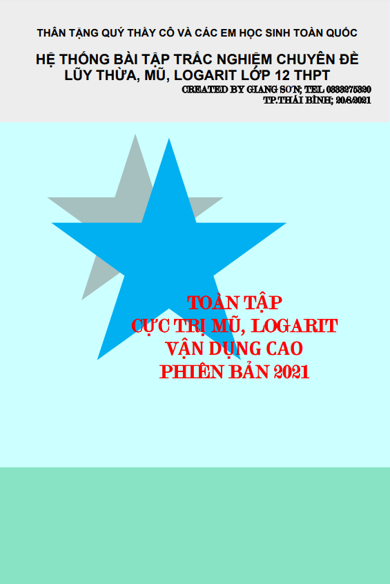 Toàn tập cực trị mũ, logarit vận dụng cao