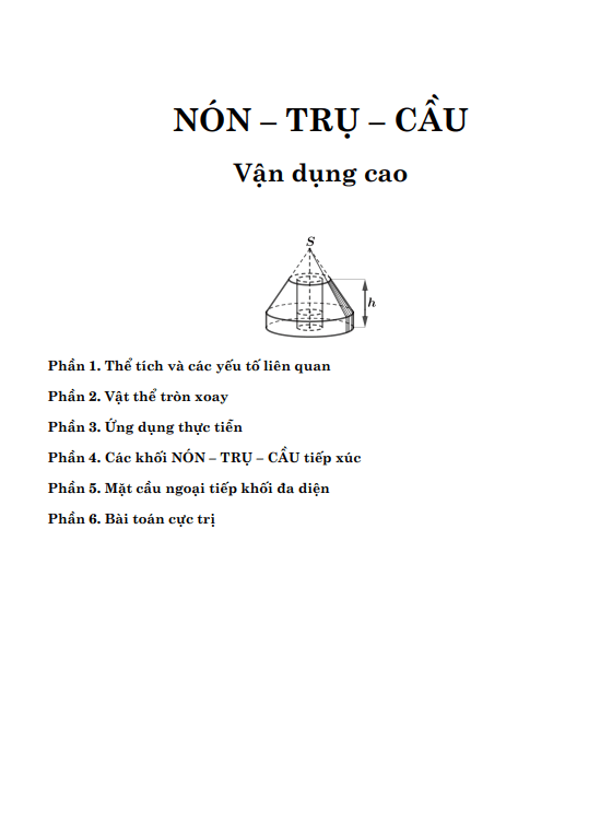 Bài tập trắc nghiệm nón – trụ – cầu vận dụng cao